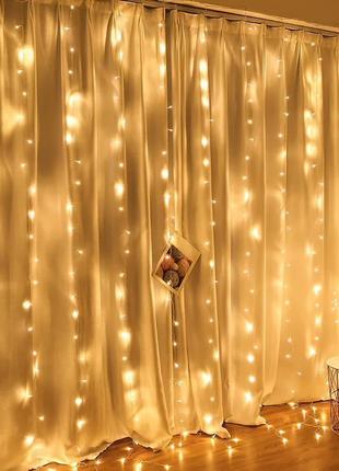 Гирлянда xmas водопад 3х3 м 300 led ww-9 теплый белый на медной проволоке с соединителем