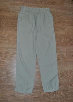 Фисташковые льняные штаны f&f