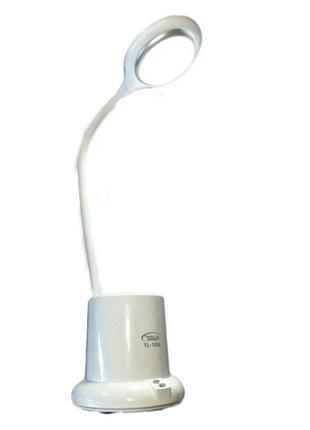 Настольная лампа аккумуляторная на гибкой ножке с органайзером tedlux tl-1006 led белая