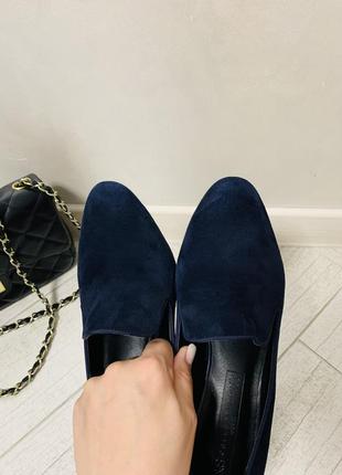 Жіночі базові стильні сині туфлі з натуральної замші та з шкіряною устілкою 41-42 розмір5 фото