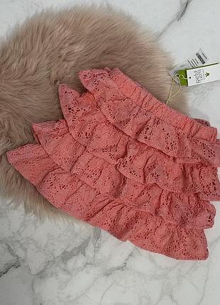 Стильная юбка воланы petit lem, коралловая юбка, юбка волны, юбка француженка