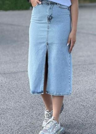 Юбка женская джинсовая голубого и синего цвета