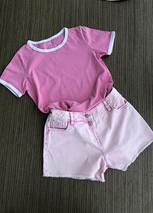 Шорты джинсовые 11-12 лет, футболка и шорты, комплект с шортами