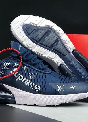 Nike air max 270 supreme кроссовки мужские синие найк аэр макс с баллоном весенние летние низкие качество сетка легкие текстильные