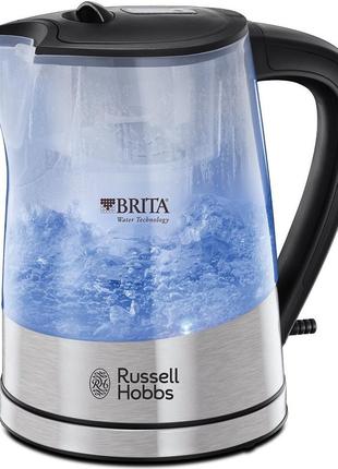 Стеклянный электрочайник russell hobbs purity 1л дисковый 2200вт черный (22850-70)