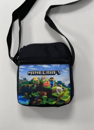 Детская небольшая борсетка> детская бананка черная с принтом майнкрафт