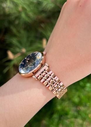 Часы женские кварцевые olevs золотые з синим циферблатом