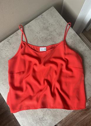 Красная майка на тонких брителях однотонная легкая 💌