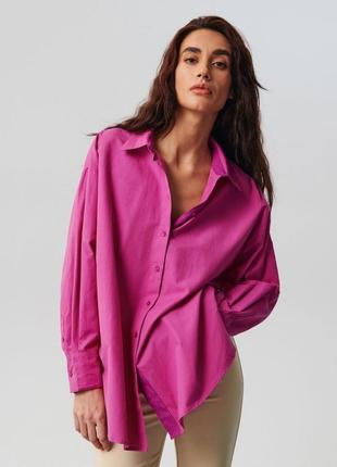 Рубашка фиолетовая оверсайз sinsay размер м 46