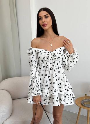 Платье муслиновое белое в принте лео🐆