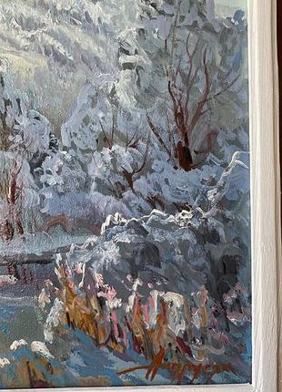 Картина масло холст художник андрусяк в. д. диптих пейзаж «креснение наледи. карпаты»...