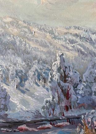Картина масло холст художник андрусяк в. д. диптих пейзаж «креснение наледи. карпаты»...