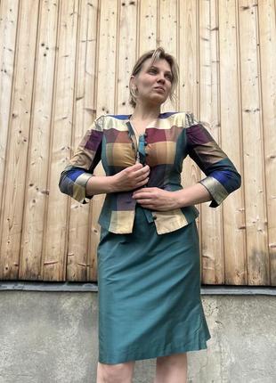 Шелковый костюм kriss, винтажный костюм, vintage