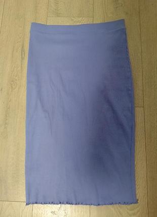 Юбка голубая в рубчик sinsay