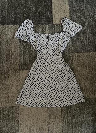 H&m плаття платье сукня біла белая в горох горошек xs s міні мини baby doll3 фото