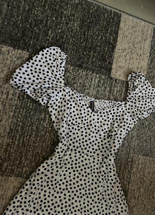 H&m платье платье платье baby doll белое белое в горох горох горошек xs s мини мины