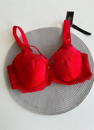 Бюстгальтер люся с портупеями, чашка d красный, белый, черно-беж