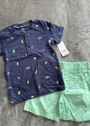 Летний костюм двойка для мальчика, футболка + шорты carter’s картерс