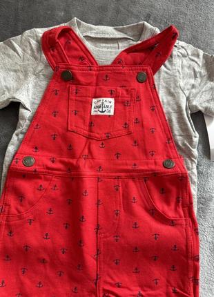 Летний комплект для мальчика, полукомбинезон carter’s, картерс