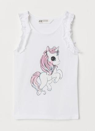 Нежная майка с единорогом h&amp;m в наличии