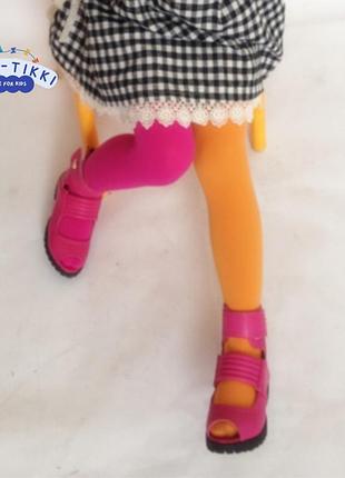 Дитячі помаранчево-малинові двоколірні капронові колготки