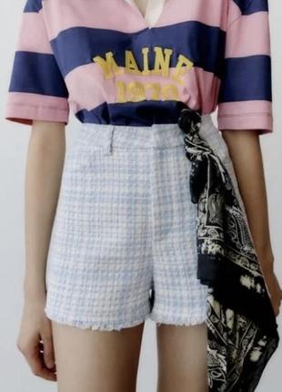 Новые твидовые шорты зара, шорты zara