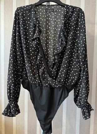 Боди в цветочный принт и горошек in the style 20 батал