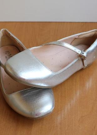 Балетки мери джейн туфли серебристые на девочку m&amp;s collection, р. 32