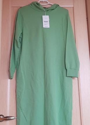 Коттоновое платье зеленое zara новое салатовое платье с капюшоном
