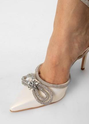 Босоніжки жіночі перламутрові вечірні на шпильці 1341л-а