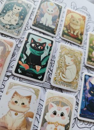 Набор из 10 стикеров с котиками таро