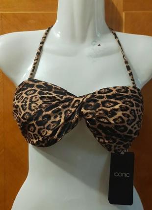 Новый стильный верх купальника р.14 от iconic lingerie, Мужской принт, поролон