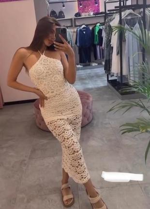 Шикарное платье zara вышивка макраме