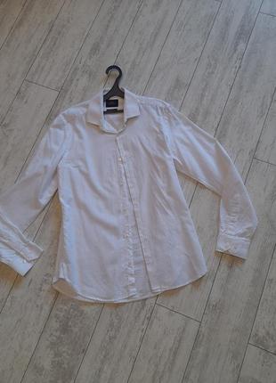 Біла приталена бавовняна сорочка