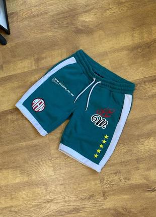 Boohoo man шорты бирюзово-зеленые с принтами