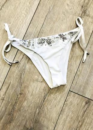 Белые купальные плавки с пайетками calvin klein