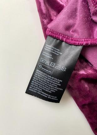 Бархатистый велюровый боди с открытой спинкой фуксия фиолетовый