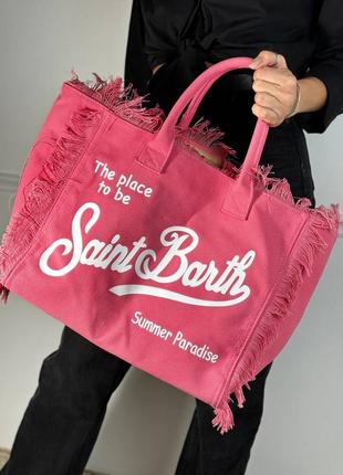 Сумка шоппер пляжная тканевая холст холщевая розовая