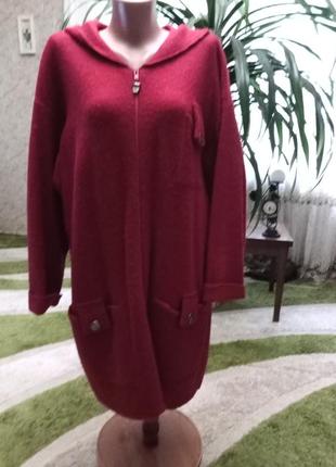 Брендовый кардиган, кофта с капюшоном. шерсть. р. 48-50