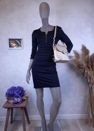 Женское платье bisou рукав три четверти чёрное размер s (44)