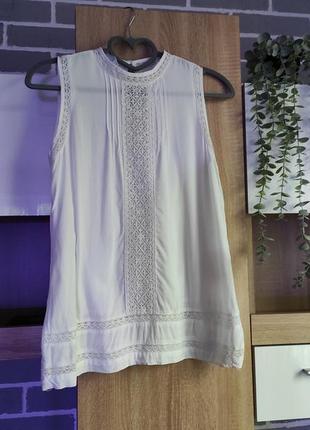 Promod блуза з мереживом у вінтажному стилі, подовжена блуза майка2 фото