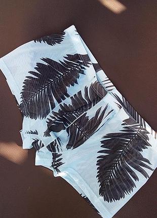 Прозрачные трусы боксеры принт сетка сексуальные трусики облегающие дышащие