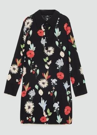 Брендовое красивое платье в цветочный принт zara premium denim collection
