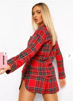Домашние фланелевые шорты в клетку шотландки boohoo
