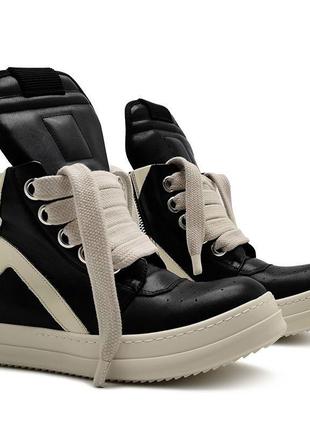 Кеды rick owens geobasket hi-top sneakers ro drkshdw кроссовки год овенс массивная обувь панк рок new rock y2k черные ожоги