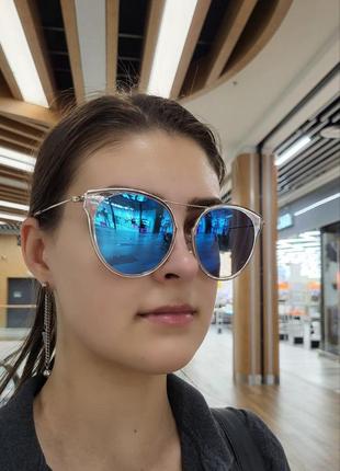 Супер модные солнцезащитные очки з голубыми стеклами