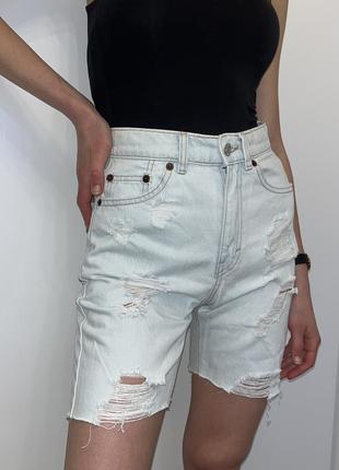 Джинсові шорти з потертостями денім 32 34 bershka zara hm xs s