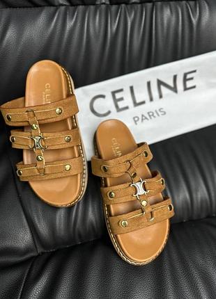Є відео шльопанці в стилі celine коричневі чорні замша3 фото