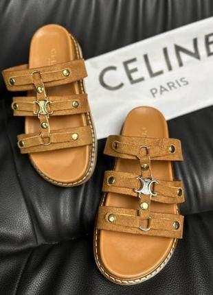 Є відео шльопанці в стилі celine коричневі чорні замша2 фото