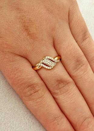 Позолоченное кольцо р.19.5, колечко, позолота